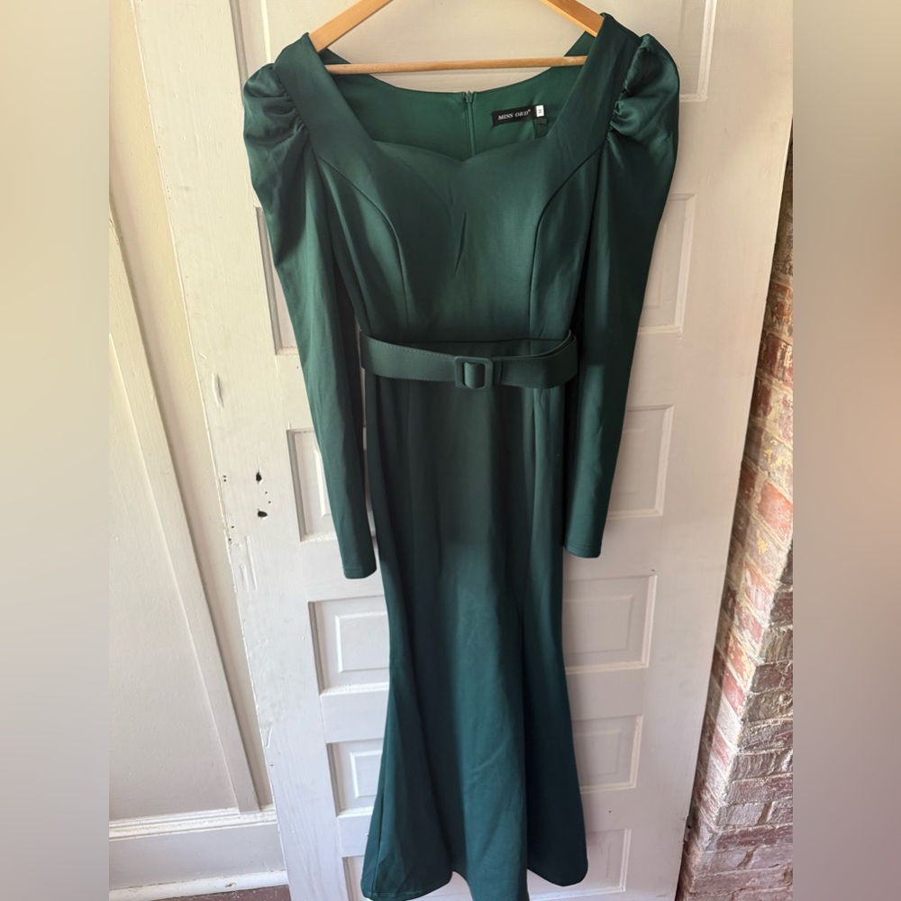 Missord Emerald Puff Sleeve Evening Dress NWT